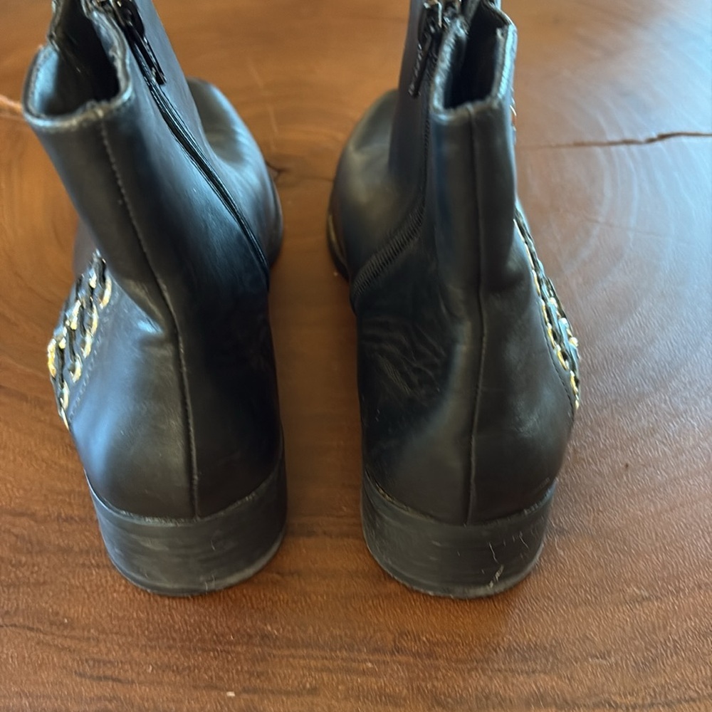 Vaneli Rheta Bootie /Black Leather Ankle Boots with Gold Accents/ Size 10N - Picture 9 of 11